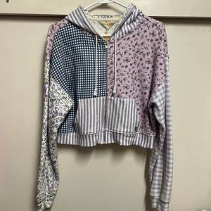 Teddy Fresh Women's Lavender Floral Patchwork Zip-Up